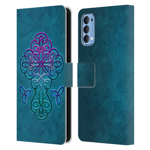 Brigid Ashwood Crosses Celtic Leather Book Wallet Case Cover For OPPO Reno 4 5G