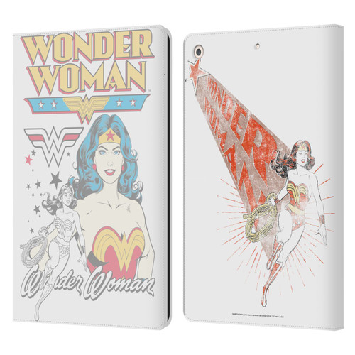 Wonder Woman DC Comics Vintage Art White Leather Book Wallet Case Cover For Apple iPad 10.2 2019/2020/2021