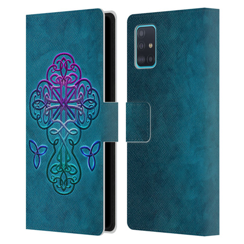 Brigid Ashwood Crosses Celtic Leather Book Wallet Case Cover For Samsung Galaxy A51 (2019)