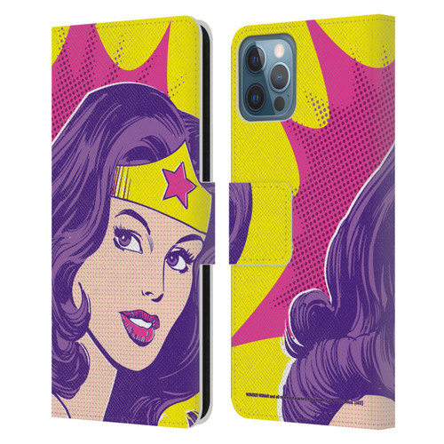 Wonder Woman DC Comics Vintage Art Pop Art Leather Book Wallet Case Cover For Apple iPhone 12 / iPhone 12 Pro