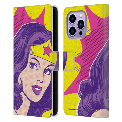 Wonder Woman DC Comics Vintage Art Pop Art Leather Book Wallet Case Cover For Apple iPhone 14 Pro Max