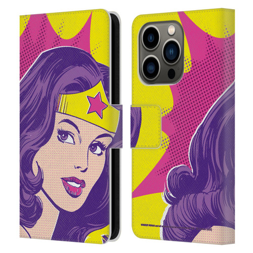 Wonder Woman DC Comics Vintage Art Pop Art Leather Book Wallet Case Cover For Apple iPhone 14 Pro