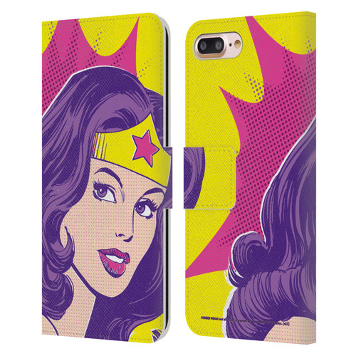 Wonder Woman DC Comics Vintage Art Pop Art Leather Book Wallet Case Cover For Apple iPhone 7 Plus / iPhone 8 Plus