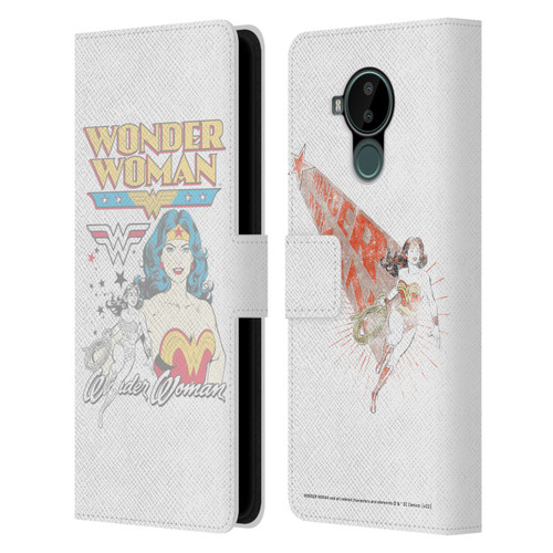 Wonder Woman DC Comics Vintage Art White Leather Book Wallet Case Cover For Nokia C30