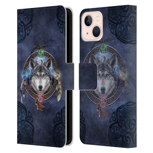 Brigid Ashwood Celtic Wisdom Wolf Guide Leather Book Wallet Case Cover For Apple iPhone 13
