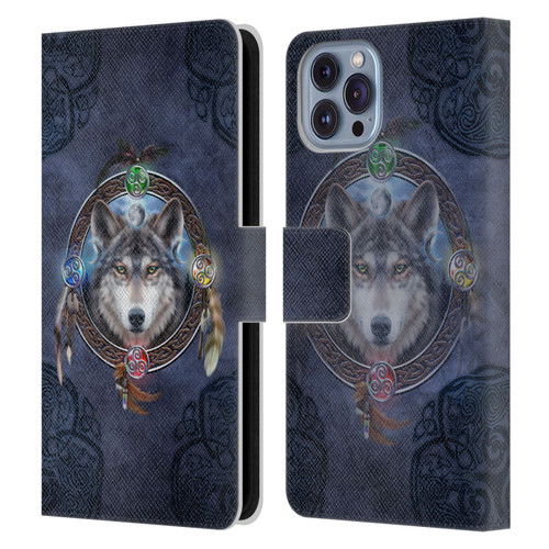 Brigid Ashwood Celtic Wisdom Wolf Guide Leather Book Wallet Case Cover For Apple iPhone 14