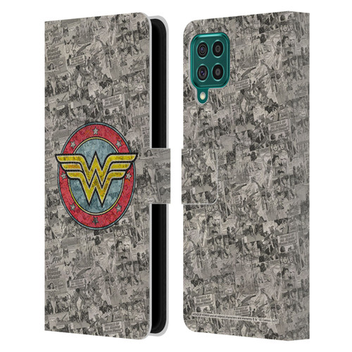 Wonder Woman DC Comics Vintage Art Comics Logo Leather Book Wallet Case Cover For Samsung Galaxy F62 (2021)
