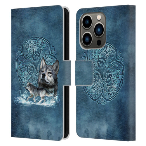 Brigid Ashwood Celtic Wisdom Wolf Leather Book Wallet Case Cover For Apple iPhone 14 Pro