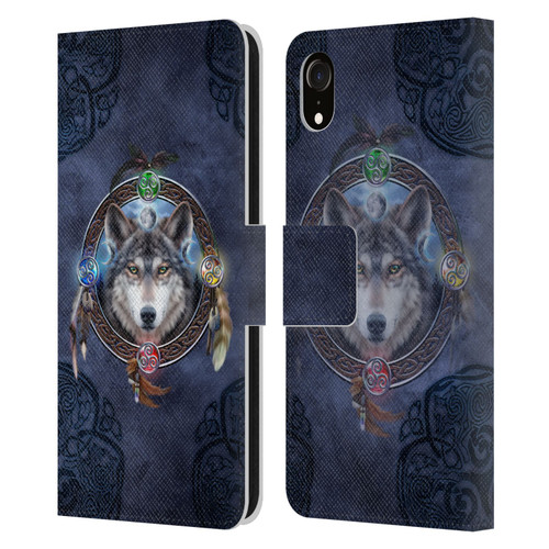 Brigid Ashwood Celtic Wisdom Wolf Guide Leather Book Wallet Case Cover For Apple iPhone XR
