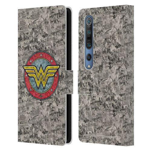 Wonder Woman DC Comics Vintage Art Comics Logo Leather Book Wallet Case Cover For Xiaomi Mi 10 5G / Mi 10 Pro 5G