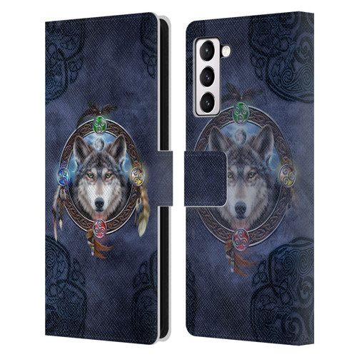Brigid Ashwood Celtic Wisdom Wolf Guide Leather Book Wallet Case Cover For Samsung Galaxy S21+ 5G
