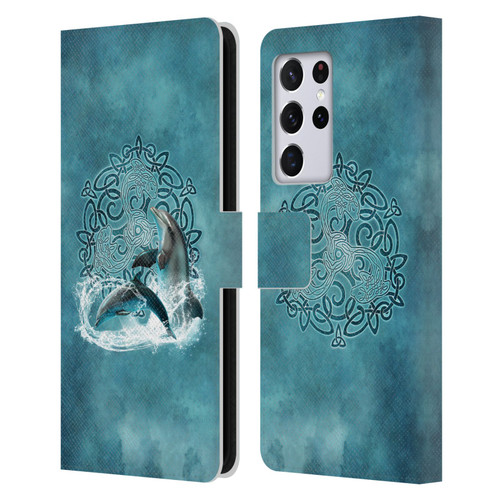 Brigid Ashwood Celtic Wisdom Dolphin Leather Book Wallet Case Cover For Samsung Galaxy S21 Ultra 5G