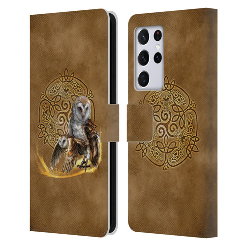 Brigid Ashwood Celtic Wisdom Owl Leather Book Wallet Case Cover For Samsung Galaxy S21 Ultra 5G