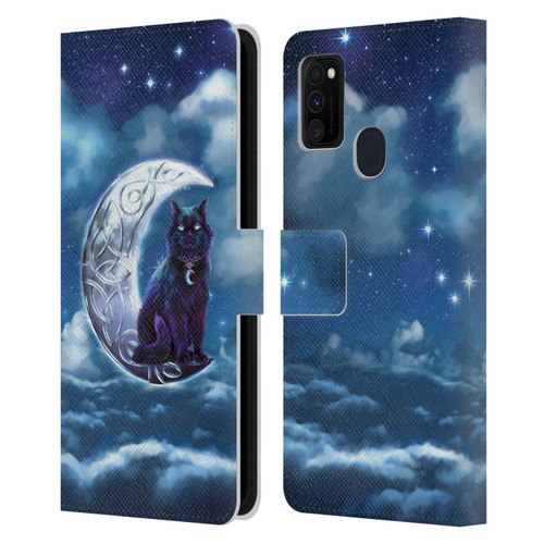Brigid Ashwood Celtic Wisdom 2 Black Cat Leather Book Wallet Case Cover For Samsung Galaxy M30s (2019)/M21 (2020)
