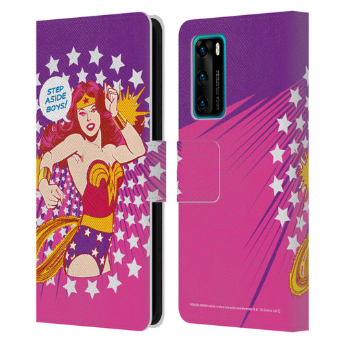 Wonder Woman DC Comics Vintage Art Step Aside Leather Book Wallet Case Cover For Huawei P40 5G