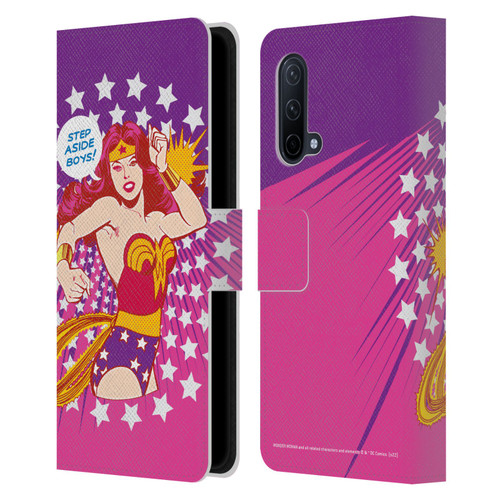 Wonder Woman DC Comics Vintage Art Step Aside Leather Book Wallet Case Cover For OnePlus Nord CE 5G