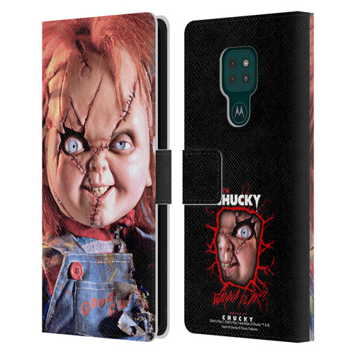 Bride of Chucky Key Art Doll Leather Book Wallet Case Cover For Motorola Moto G9 Play