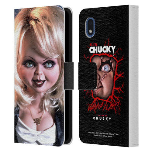 Bride of Chucky Key Art Tiffany Doll Leather Book Wallet Case Cover For Samsung Galaxy A01 Core (2020)