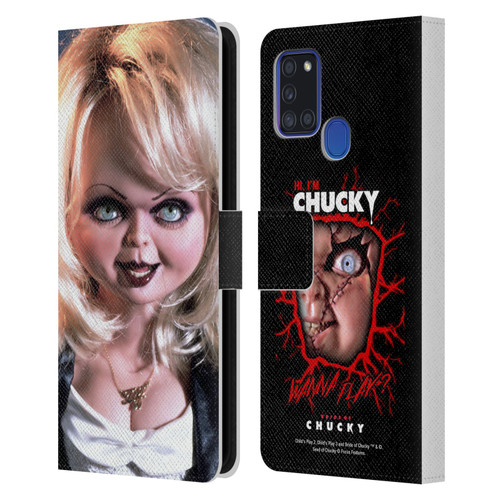 Bride of Chucky Key Art Tiffany Doll Leather Book Wallet Case Cover For Samsung Galaxy A21s (2020)