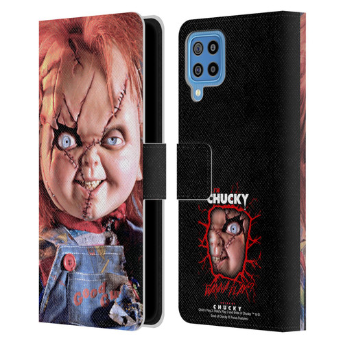 Bride of Chucky Key Art Doll Leather Book Wallet Case Cover For Samsung Galaxy F22 (2021)