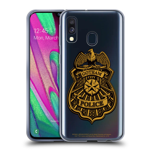 Batman Arkham Knight Graphics Gotham City Police Badge Soft Gel Case for Samsung Galaxy A40 (2019)