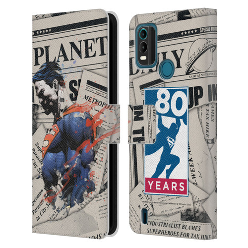 Superman DC Comics 80th Anniversary Newspaper Leather Book Wallet Case Cover For Nokia G11 Plus