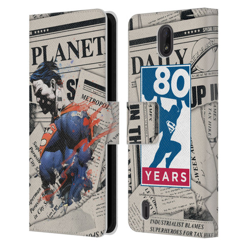 Superman DC Comics 80th Anniversary Newspaper Leather Book Wallet Case Cover For Nokia C01 Plus/C1 2nd Edition