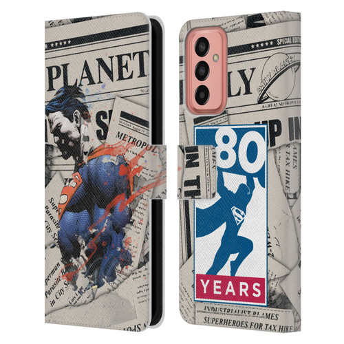 Superman DC Comics 80th Anniversary Newspaper Leather Book Wallet Case Cover For Samsung Galaxy M13 (2022)