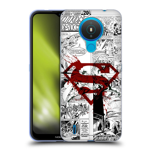 Superman DC Comics Comicbook Art Red Logo Splatter Soft Gel Case for Nokia 1.4