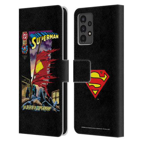 Superman DC Comics Famous Comic Book Covers Death Leather Book Wallet Case Cover For Samsung Galaxy A13 (2022)