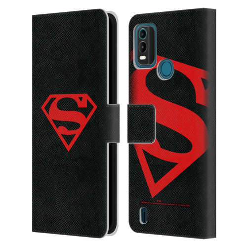 Superman DC Comics Logos Black And Red Leather Book Wallet Case Cover For Nokia G11 Plus