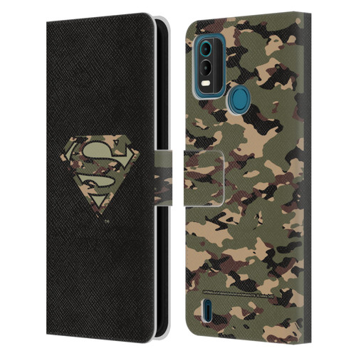 Superman DC Comics Logos Camouflage Leather Book Wallet Case Cover For Nokia G11 Plus