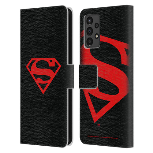 Superman DC Comics Logos Black And Red Leather Book Wallet Case Cover For Samsung Galaxy A13 (2022)