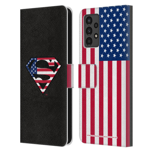 Superman DC Comics Logos U.S. Flag 2 Leather Book Wallet Case Cover For Samsung Galaxy A13 (2022)