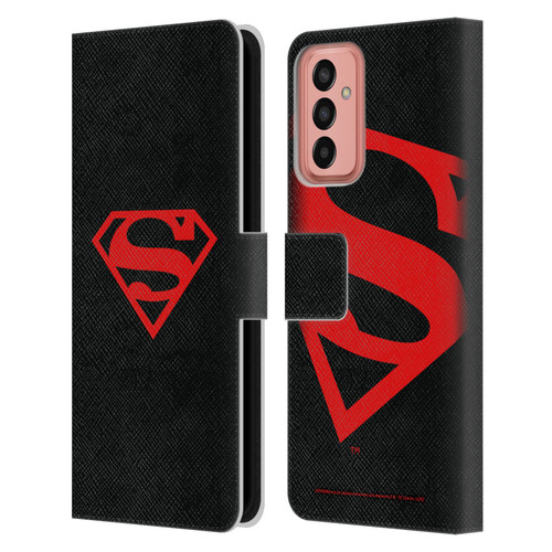 Superman DC Comics Logos Black And Red Leather Book Wallet Case Cover For Samsung Galaxy M13 (2022)