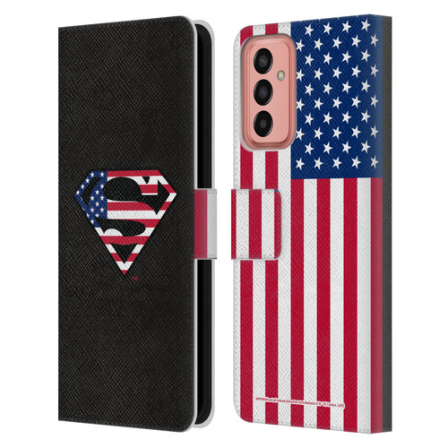 Superman DC Comics Logos U.S. Flag 2 Leather Book Wallet Case Cover For Samsung Galaxy M13 (2022)