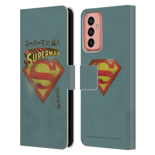 Superman DC Comics Vintage Fashion Japanese Logo Leather Book Wallet Case Cover For Samsung Galaxy M13 (2022)