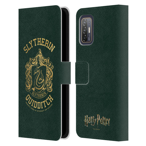 Harry Potter Deathly Hallows X Slytherin Quidditch Leather Book Wallet Case Cover For HTC Desire 21 Pro 5G