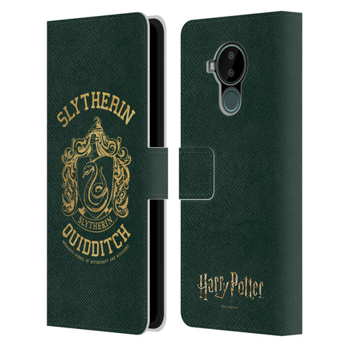 Harry Potter Deathly Hallows X Slytherin Quidditch Leather Book Wallet Case Cover For Nokia C30