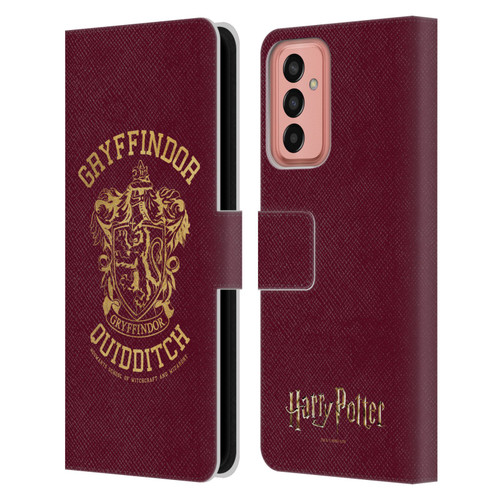 Harry Potter Deathly Hallows X Gryffindor Quidditch Leather Book Wallet Case Cover For Samsung Galaxy M13 (2022)