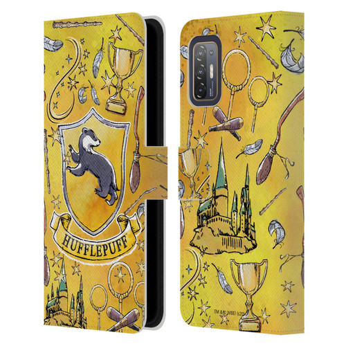 Harry Potter Deathly Hallows XIII Hufflepuff Pattern Leather Book Wallet Case Cover For HTC Desire 21 Pro 5G
