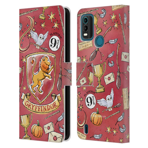 Harry Potter Deathly Hallows XIII Gryffindor Pattern Leather Book Wallet Case Cover For Nokia G11 Plus