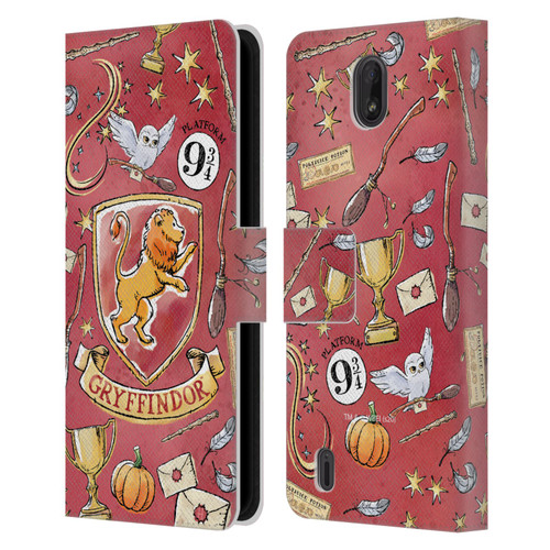 Harry Potter Deathly Hallows XIII Gryffindor Pattern Leather Book Wallet Case Cover For Nokia C01 Plus/C1 2nd Edition