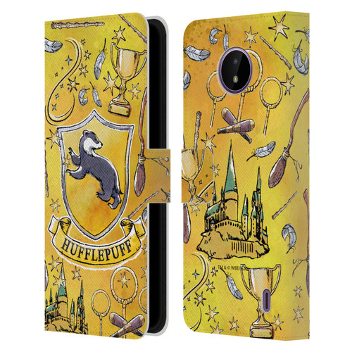 Harry Potter Deathly Hallows XIII Hufflepuff Pattern Leather Book Wallet Case Cover For Nokia C10 / C20