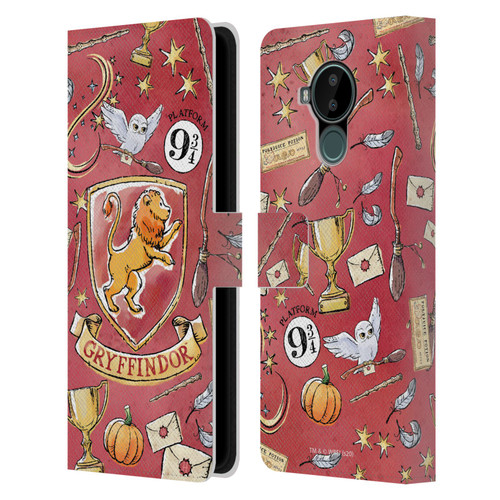 Harry Potter Deathly Hallows XIII Gryffindor Pattern Leather Book Wallet Case Cover For Nokia C30
