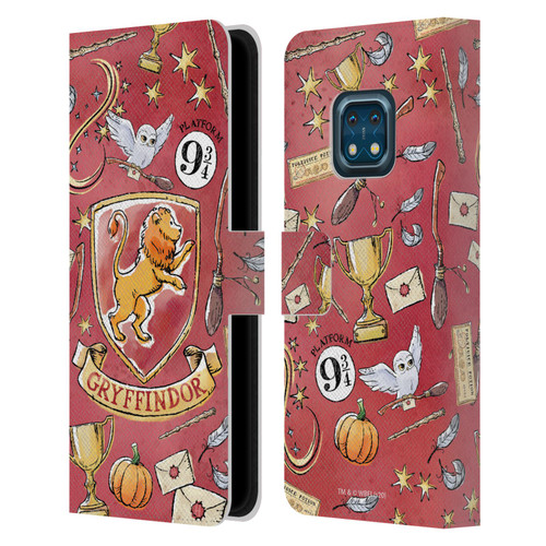 Harry Potter Deathly Hallows XIII Gryffindor Pattern Leather Book Wallet Case Cover For Nokia XR20