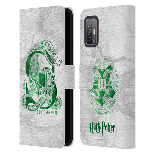 Harry Potter Deathly Hallows IX Slytherin Aguamenti Leather Book Wallet Case Cover For HTC Desire 21 Pro 5G