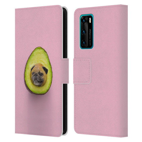Pixelmated Animals Surreal Pets Pugacado Leather Book Wallet Case Cover For Huawei P40 5G