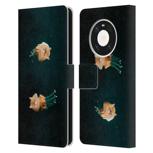 Pixelmated Animals Surreal Pets Jellyfish Cats Leather Book Wallet Case Cover For Huawei Mate 40 Pro 5G