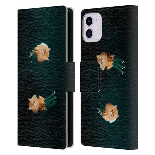 Pixelmated Animals Surreal Pets Jellyfish Cats Leather Book Wallet Case Cover For Apple iPhone 11